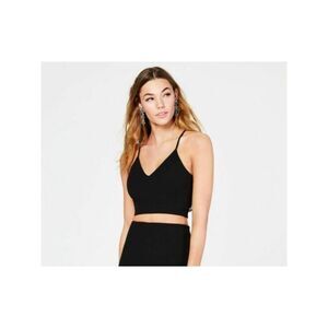 B DARLIN Womens Black Spaghetti Strap V Neck Crop Top Size: 11\12